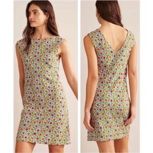 BODEN Sleeveless Jersey Shift Dress 10 Long Green Enchanting Bloom Floral cotton